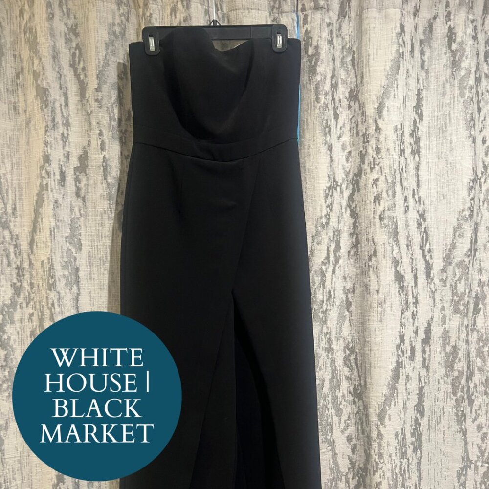 White House Black Market Strapless Black Pantsuit